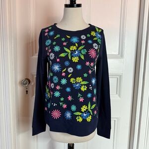 NWT Lilly Pulitzer Women’s Rami Floral Embroidered Sweatshirt True Navy Small